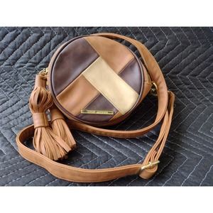 Steve Madden Patchwork Round Crossbody Purse with Tassels